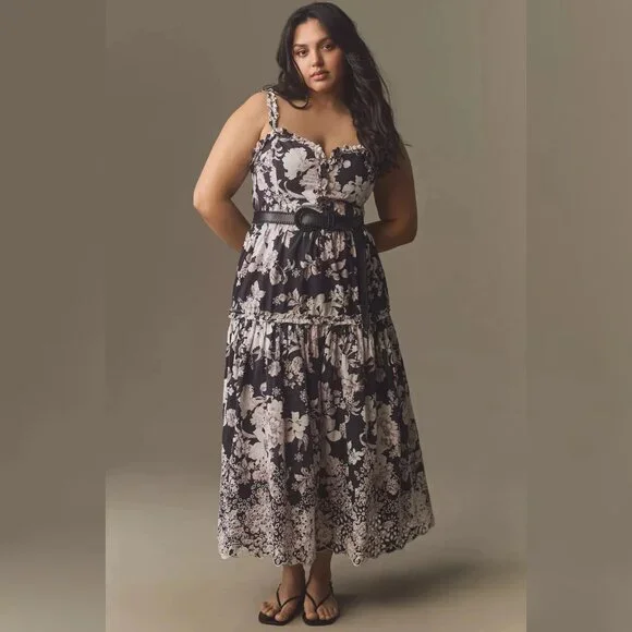 Anthropologie | Dresses | Anthropologie Sleeveless Sweetheart Aline Midi  Dress 3x Plus Floral New 44965 | Poshmark